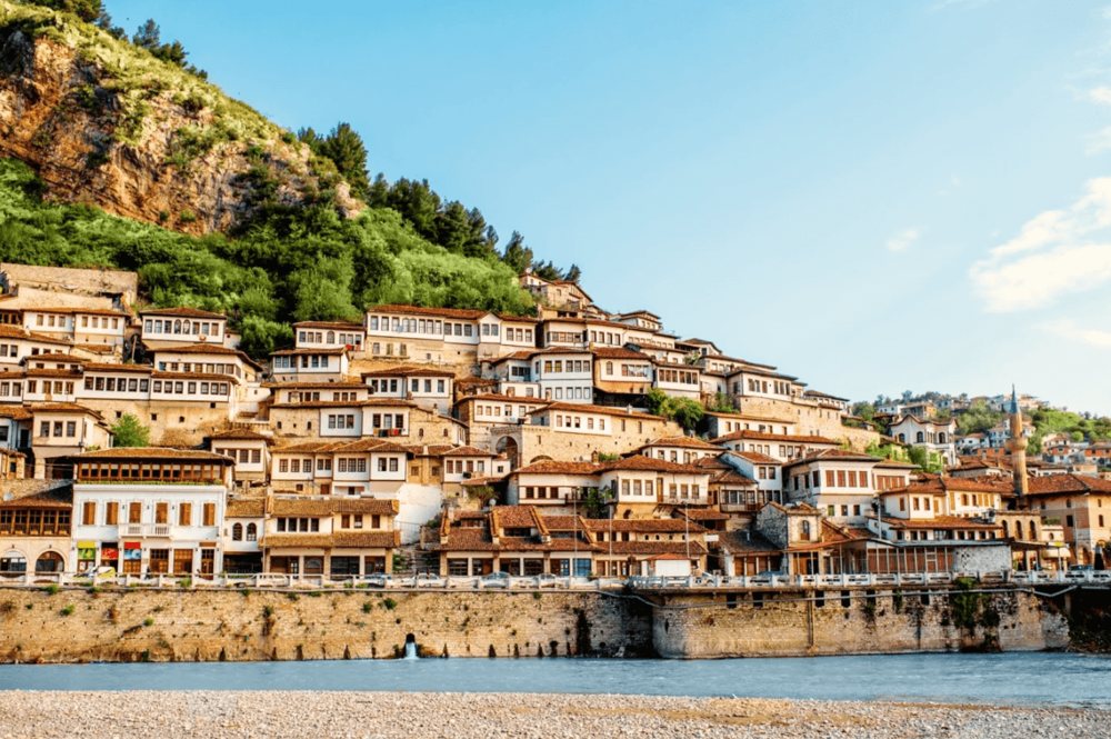 Ottoman-era stone houses climbing the hillside in Berat